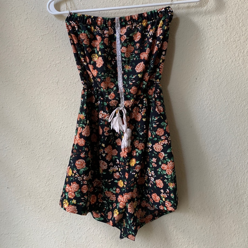 Floral Print Tube Top Romper